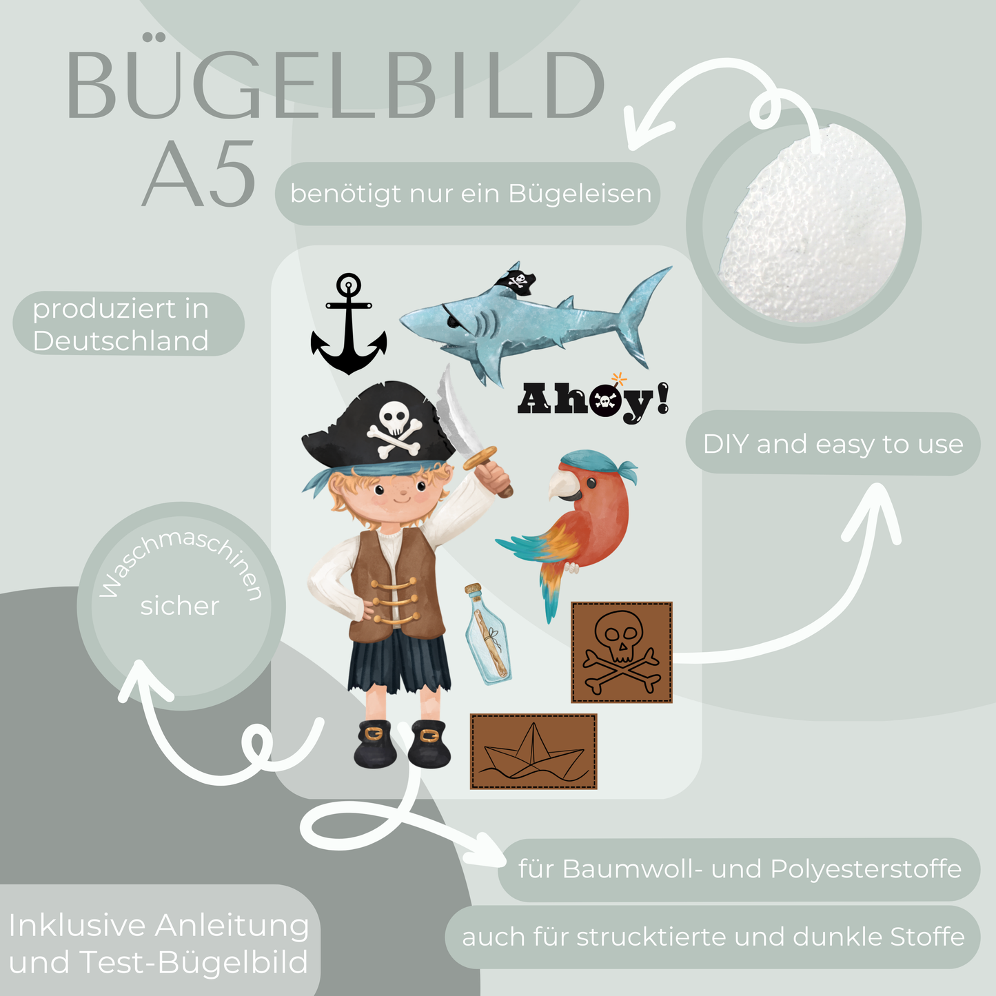 Piraten Set Bügelbild Eigenproduktion DIN A5