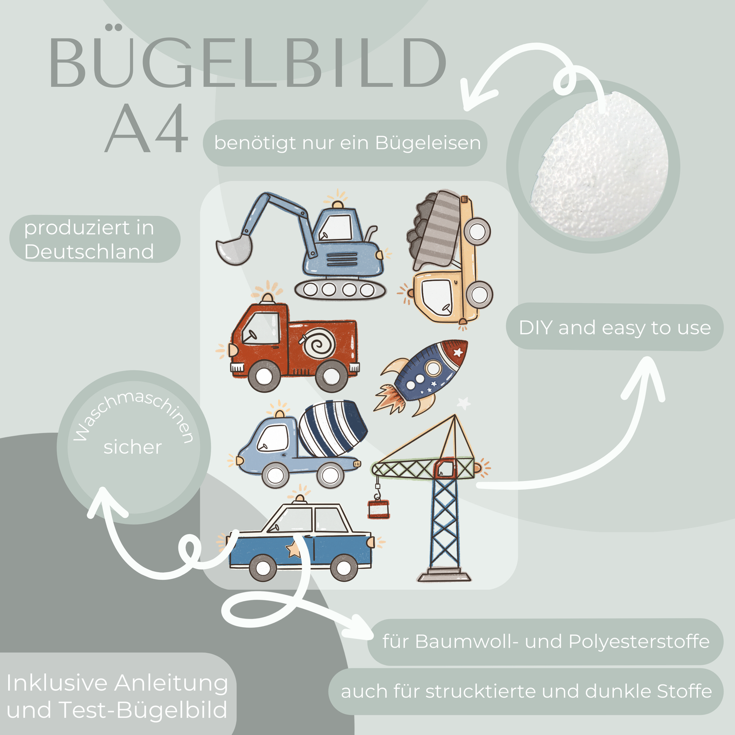 Fahrzeuge I Set Bügelbild Eigenproduktion DIN A4