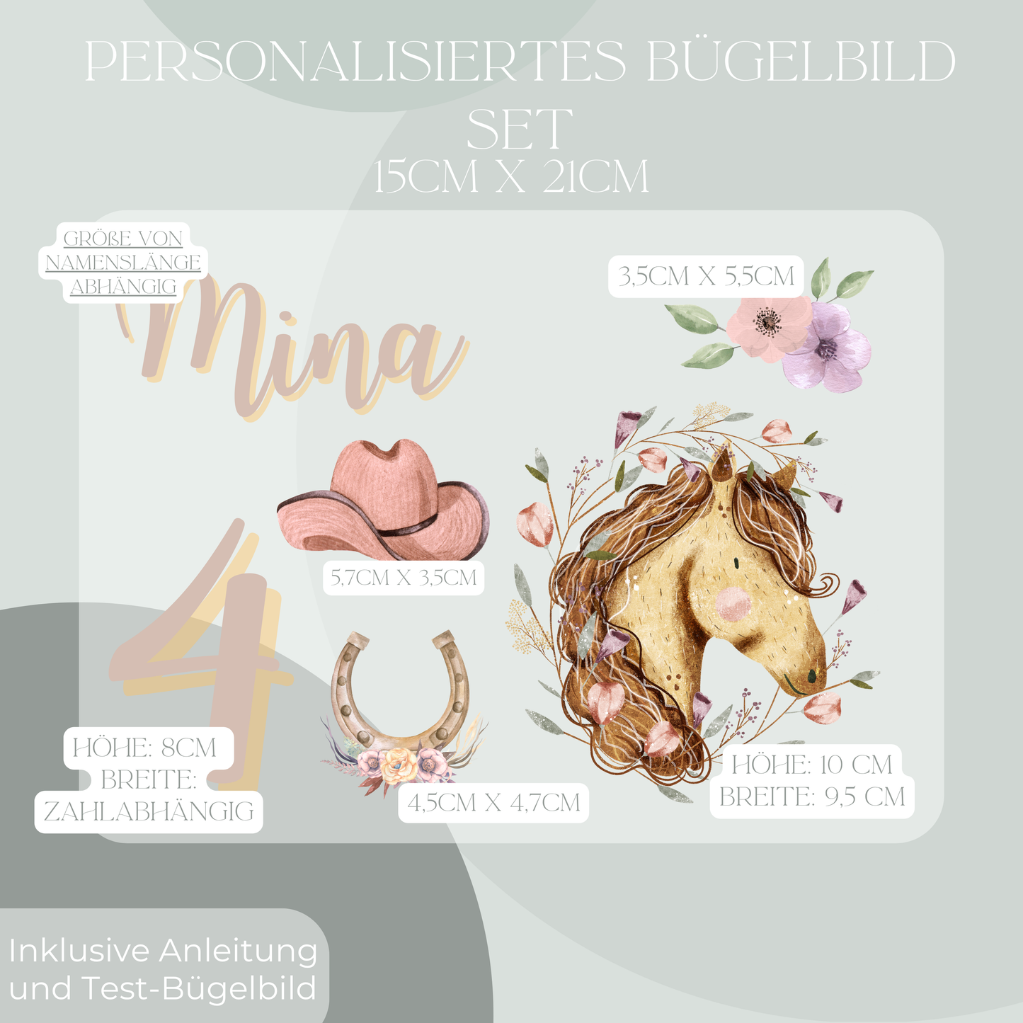 Personalisiertes Bügelbild-Set Pferd