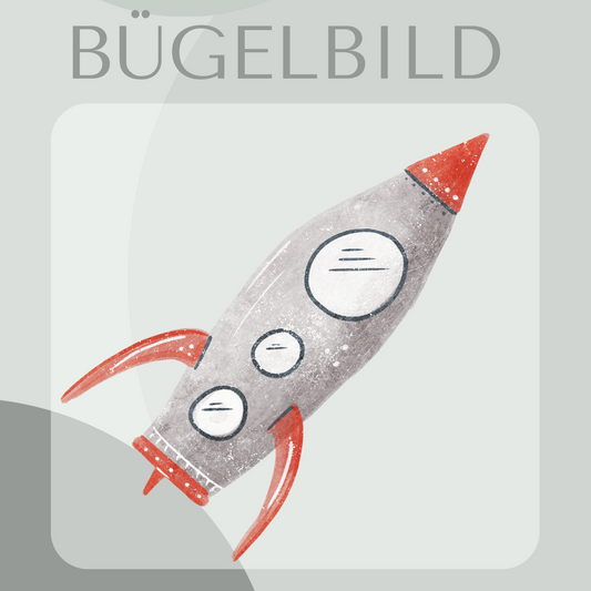 Bügelbild Rakete grau