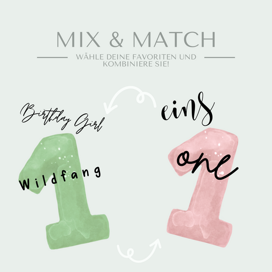 Geburtstag Bügelbild Mix-and-Match ohne Motiv