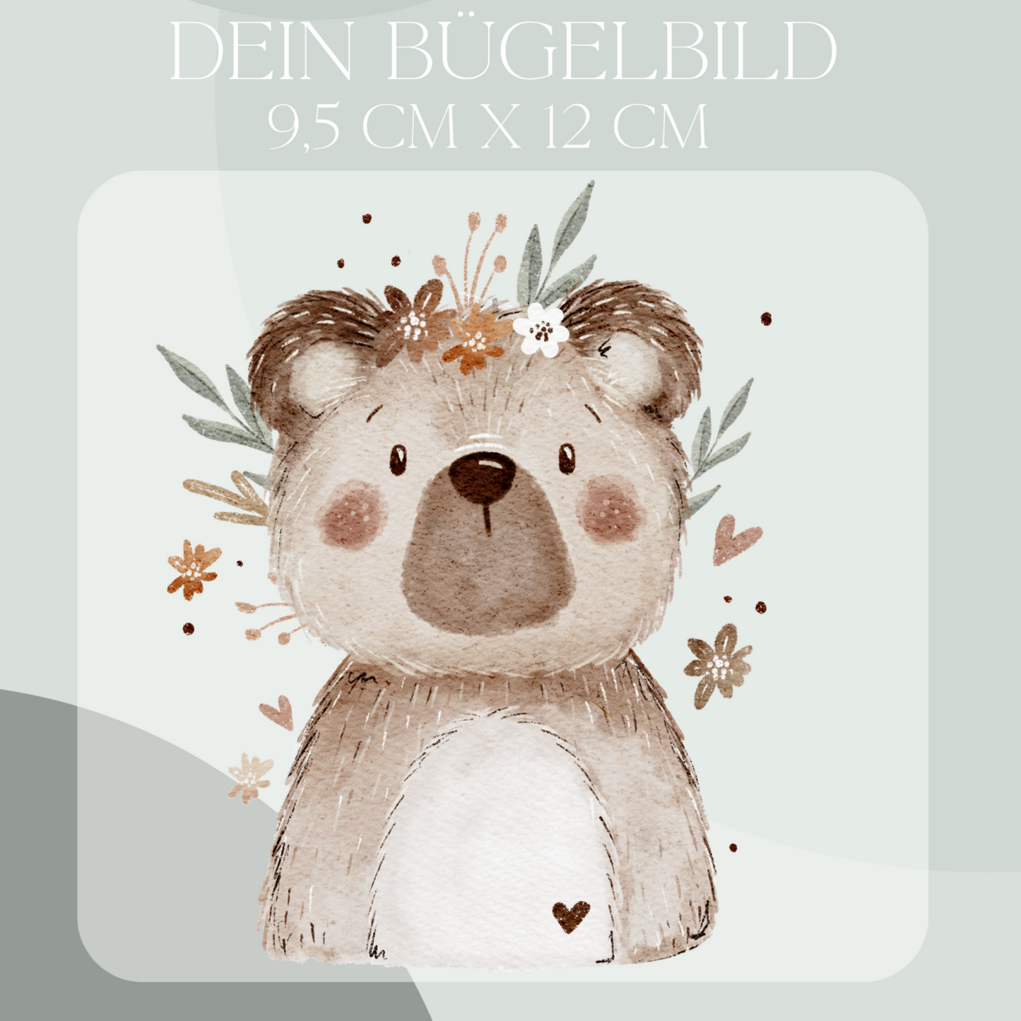 Bär mit Blumen - Midi Bügel-Bild Bügelbild Eigenproduktion