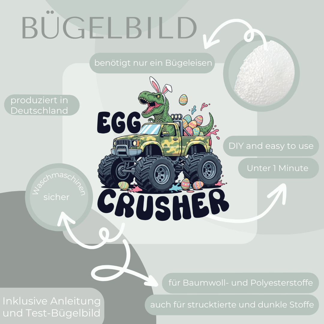 Egg crusher Dino Bügeld-Bild Bügelbild Eigenproduktion