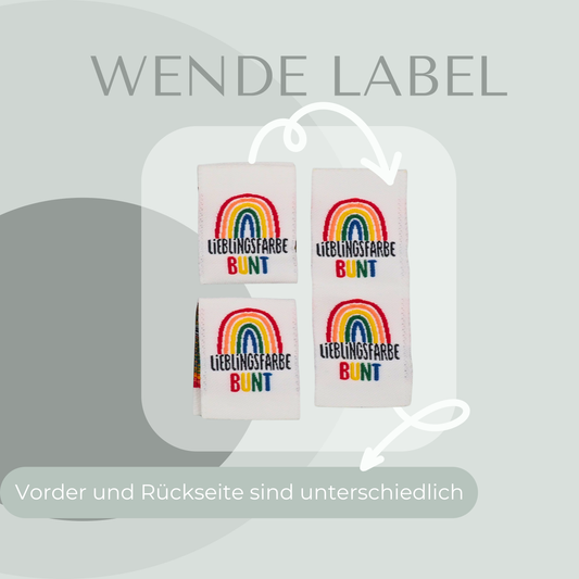 Web Label mit dem bild Regenbogen und der Aufschrift Lieblingsfarbe Bunt 