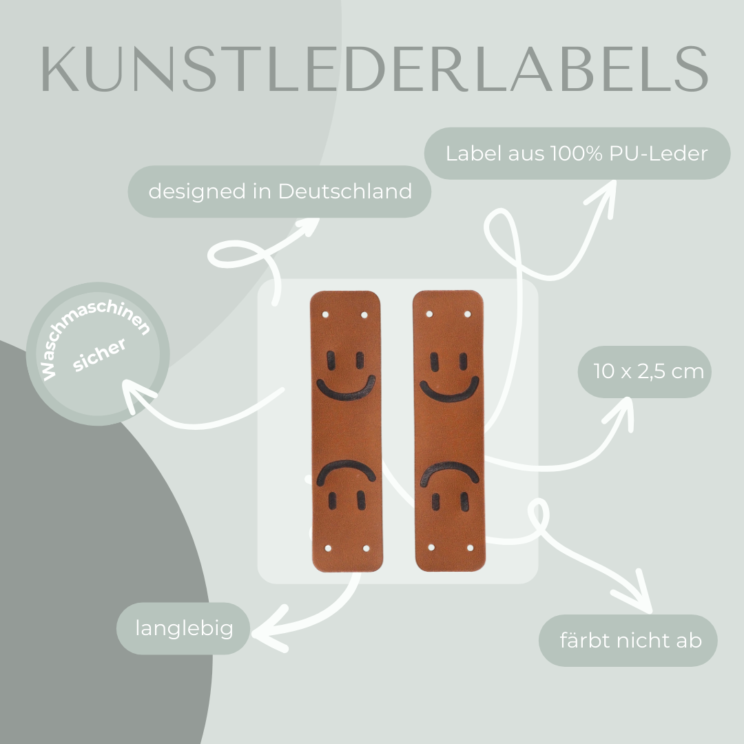 Smiley - Kunstlederlabel Kunstleder Label Eigenproduktion