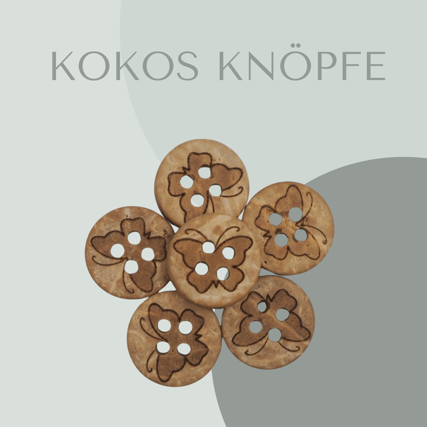 Kokosknopf mit Schmetterling 12mm