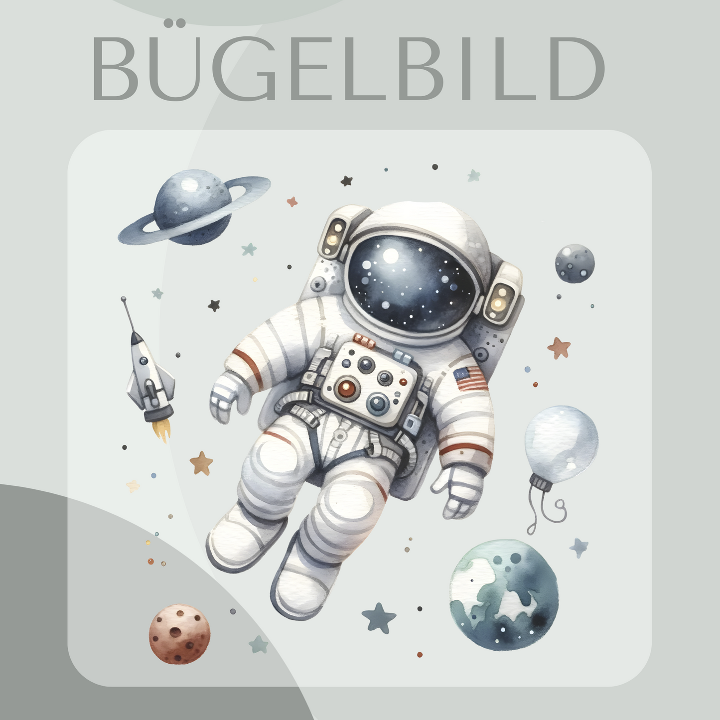 Bügelbild Astronaut mit Planeten