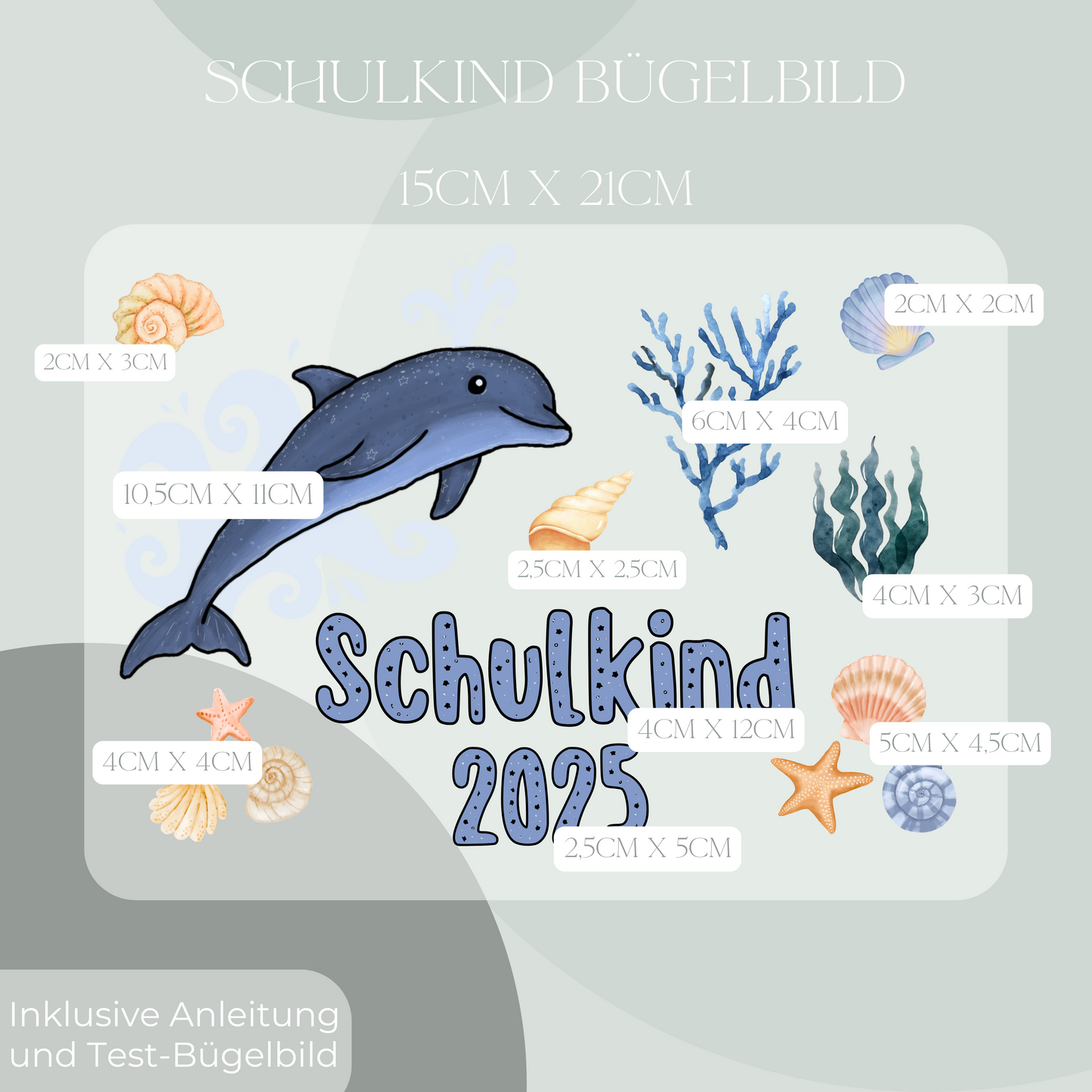 Bügelbild-Set Schulkind 2025 Delfin