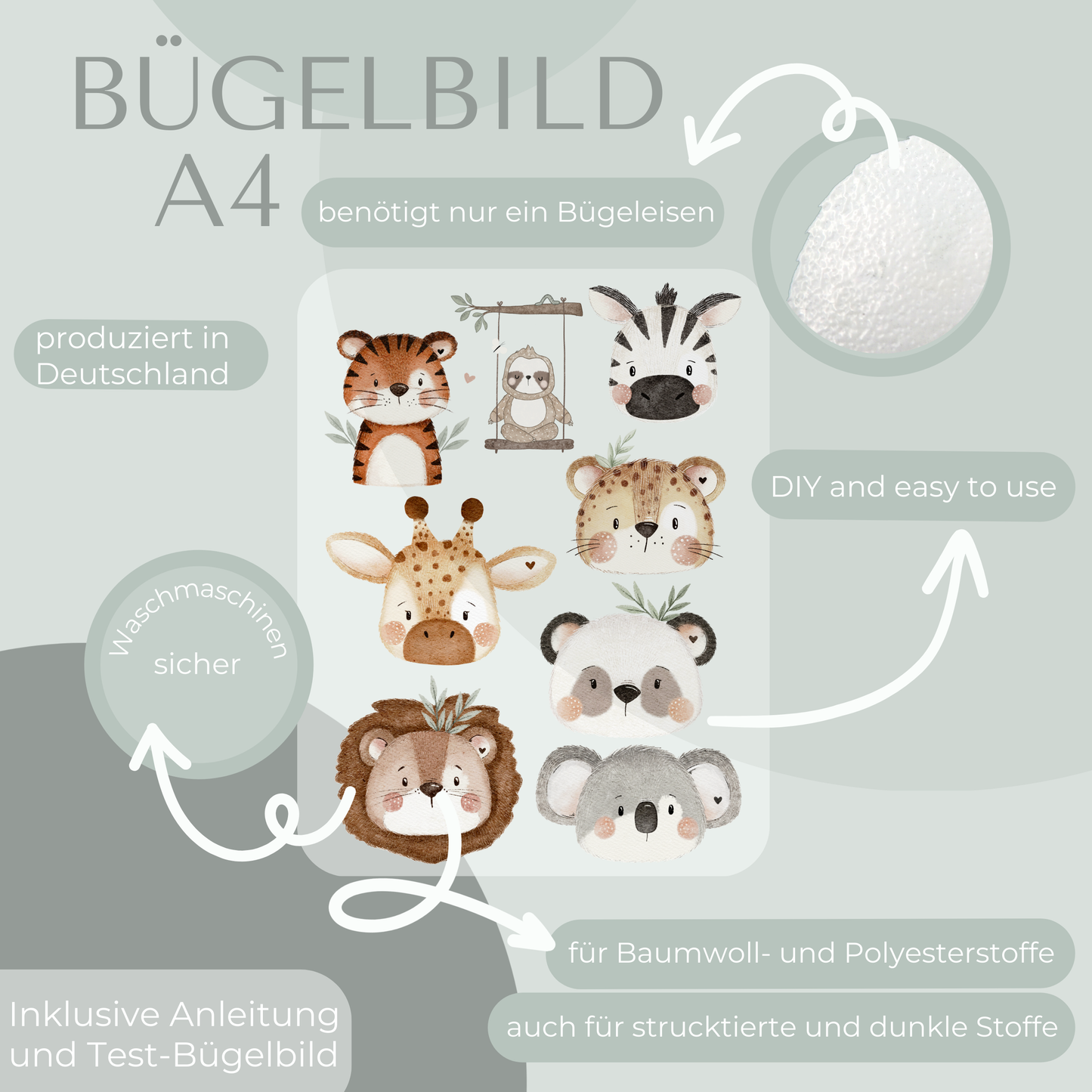 Dschungel Set Bügelbild Eigenproduktion DIN A4
