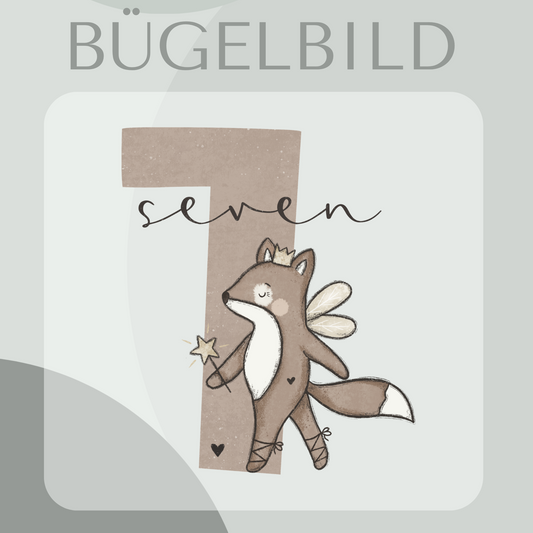 Bügelbild Geburtstagszahl 7 mit Fuchs