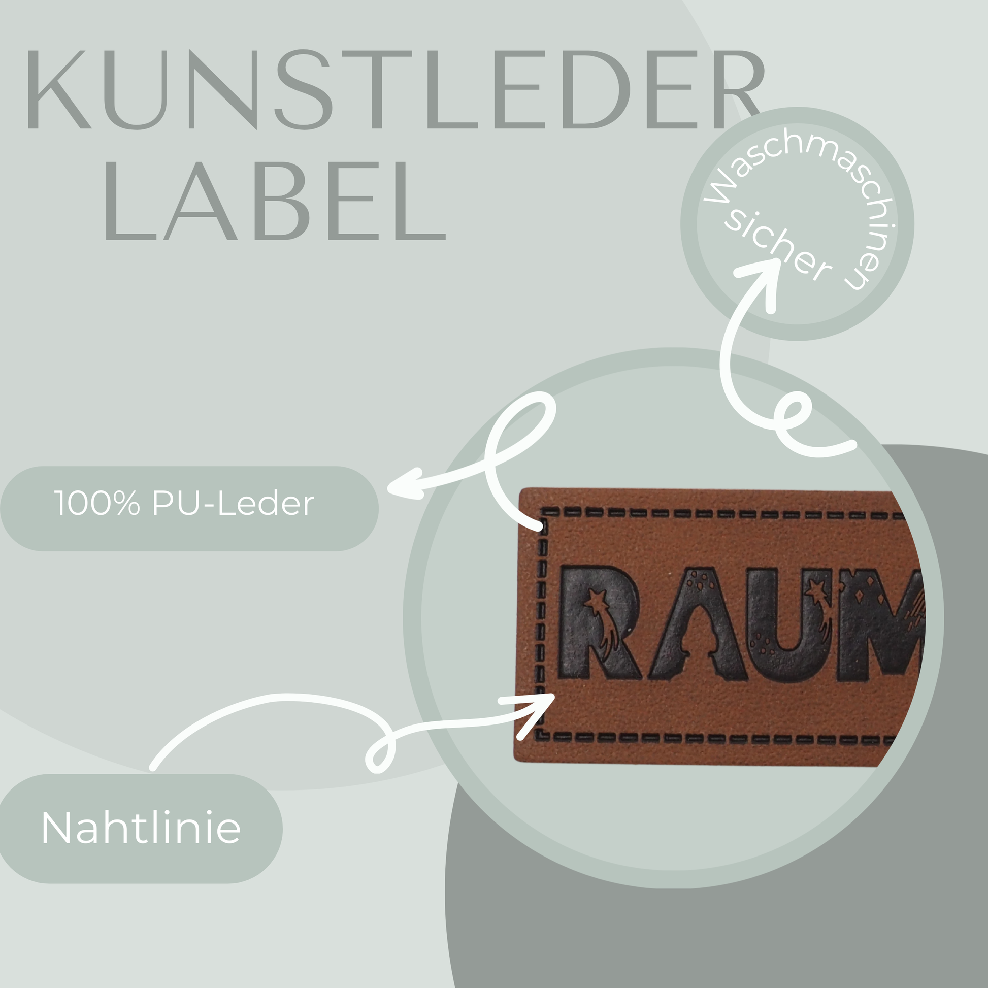Kunstleder Label eckig in braun mit der Aufschrift "Raumfahrer" 