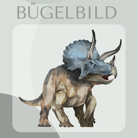  Bügelbild Triceratops blau