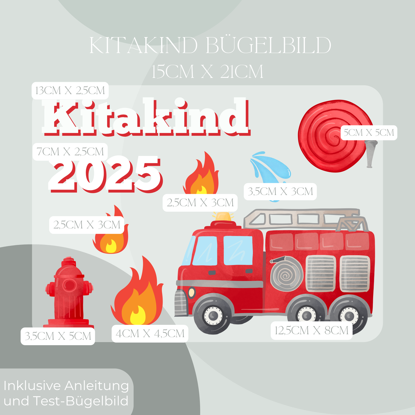 Bügelbild-Set Kitakind 2025 Feuerwehr-Motiv