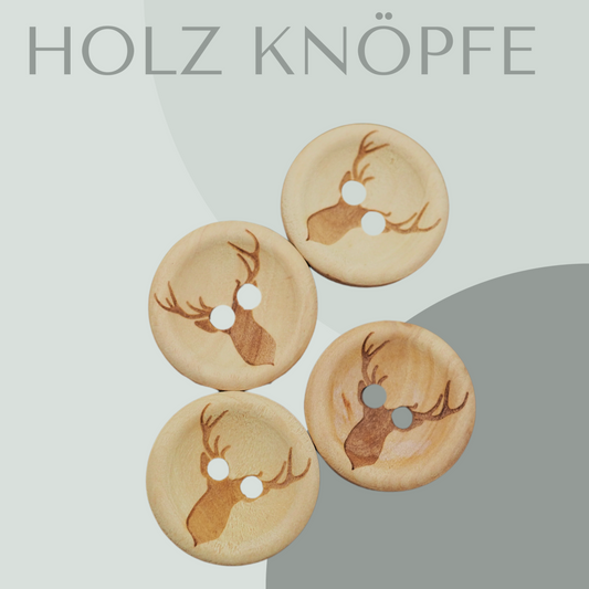 Holz Knopf Hirsch