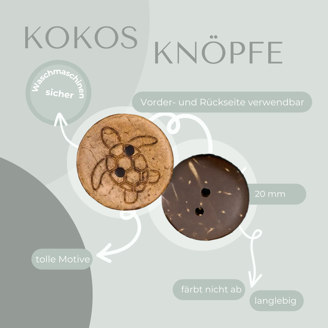 Eigenproduktion Kokosknopf Schildkröte 20mm