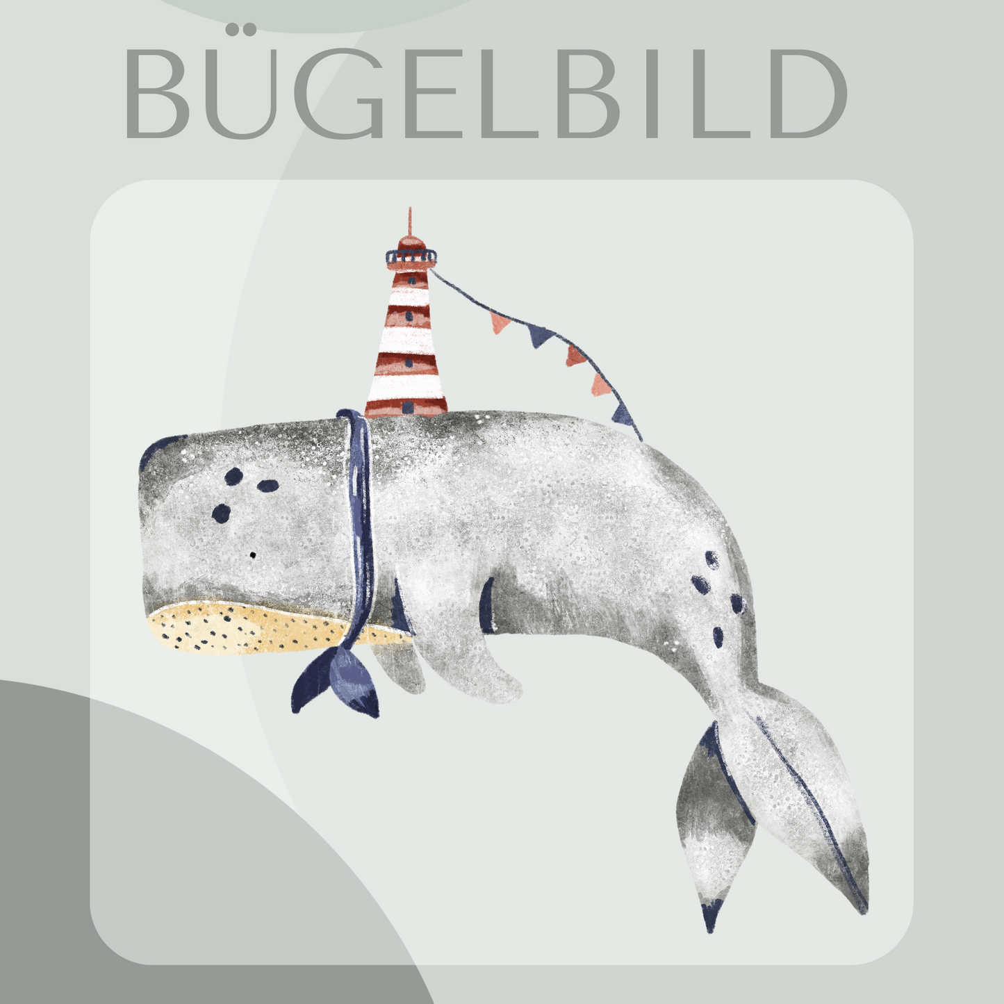 Bügelbild Wal mit Leuchtturm