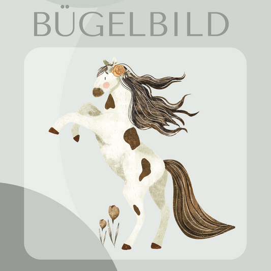 Bügelbild Pferd weiss/braun