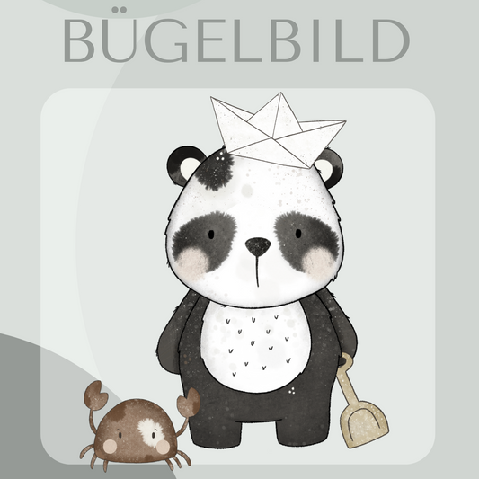 Bügelbild Panda mit Krabbe