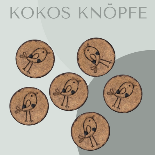 Eigenproduktion Kokosknopf Vogel 20mm
