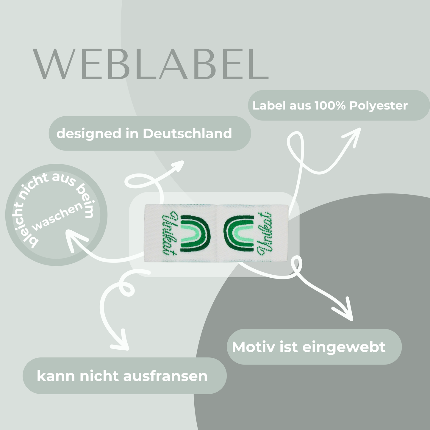Unikat Grün Web Label gewebt Eigenproduktion