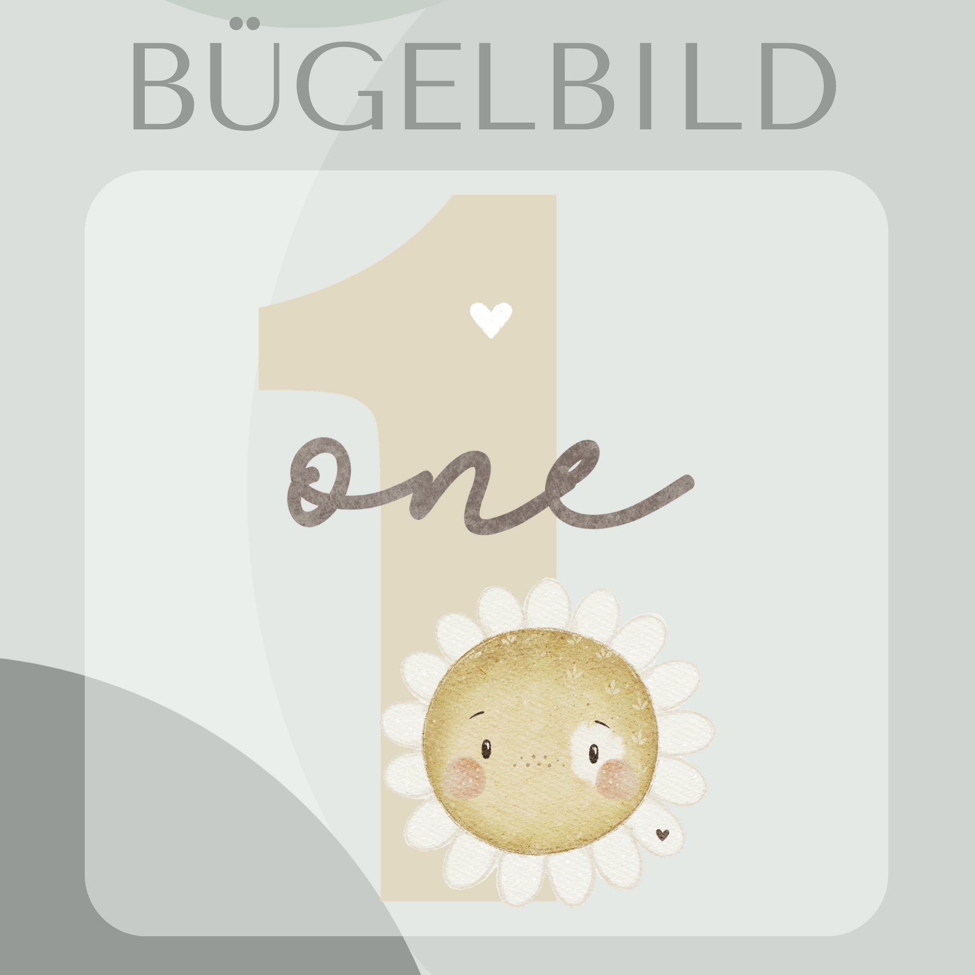 Bügelbild Geburtstagszahl 1 mit Blume