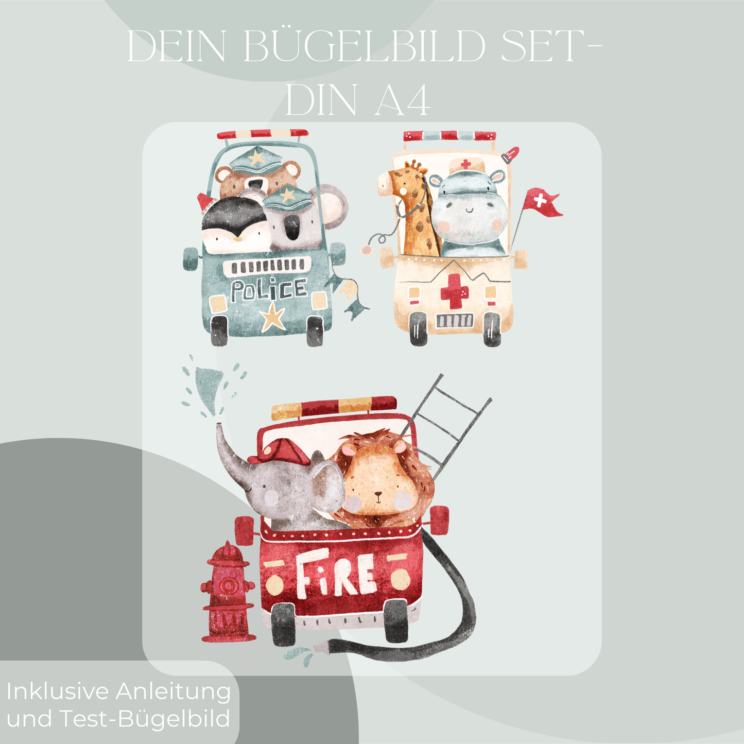Bügelbilder: Tiere in Autos