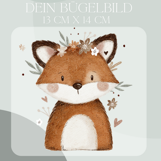 Fuchs mit Blumen - Maxi Bügel-Bild Bügelbild Eigenproduktion