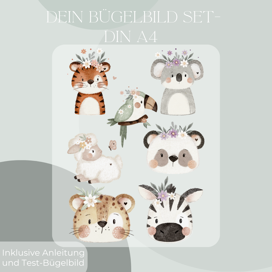 Safari Tiere Bügelbild Eigenproduktion DIN A4