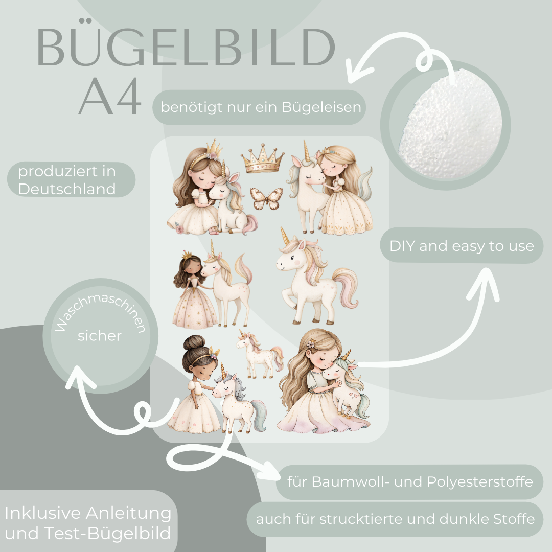 Prinzessin Set Bügelbild Bügel-Bild Eigenproduktion DIN A4