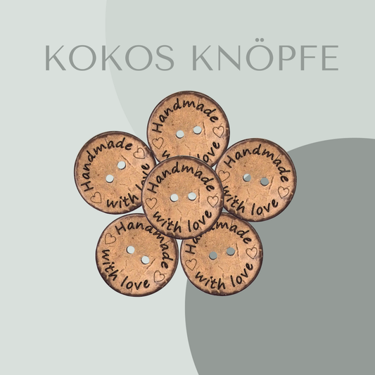 Kokosknopf Handmade with love 30mm