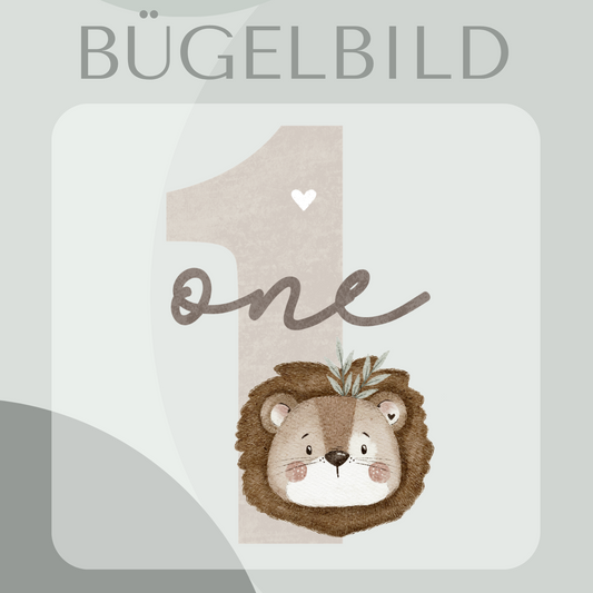 Bügelbild Geburtstagszahl 1 mit Löwe