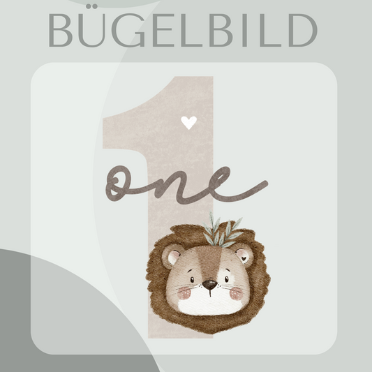 Bügelbild Geburtstagszahl 1 mit Löwe