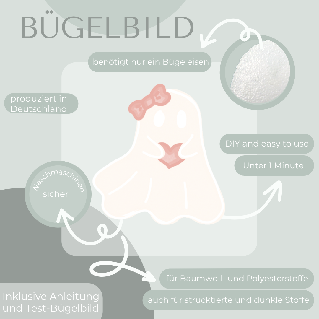 Geist mit Schleife Bügelbild Eigenproduktion