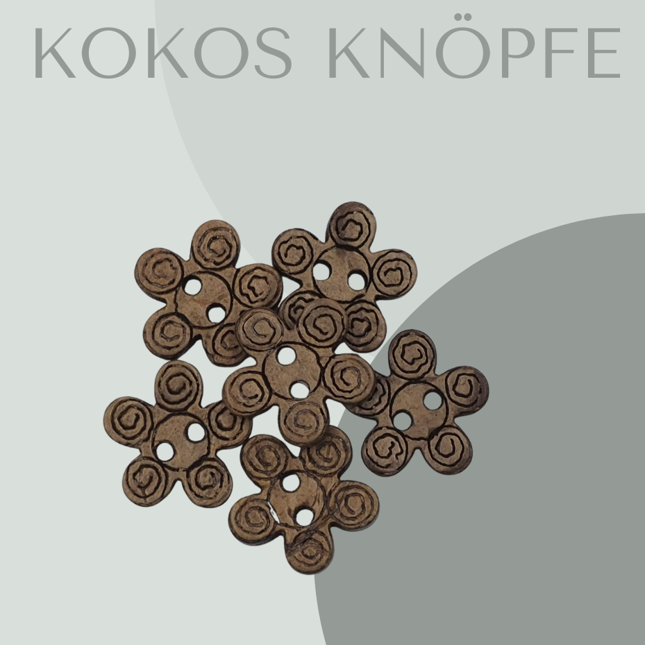 Kokosknopf Spiral Blumenform 15mm