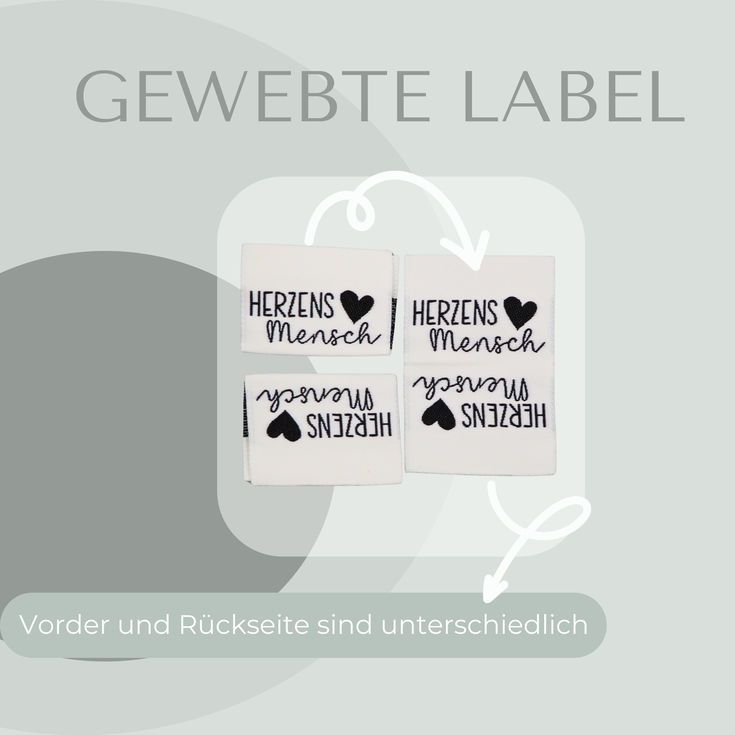 Herzens Mensch Web Label gewebt Eigenproduktion