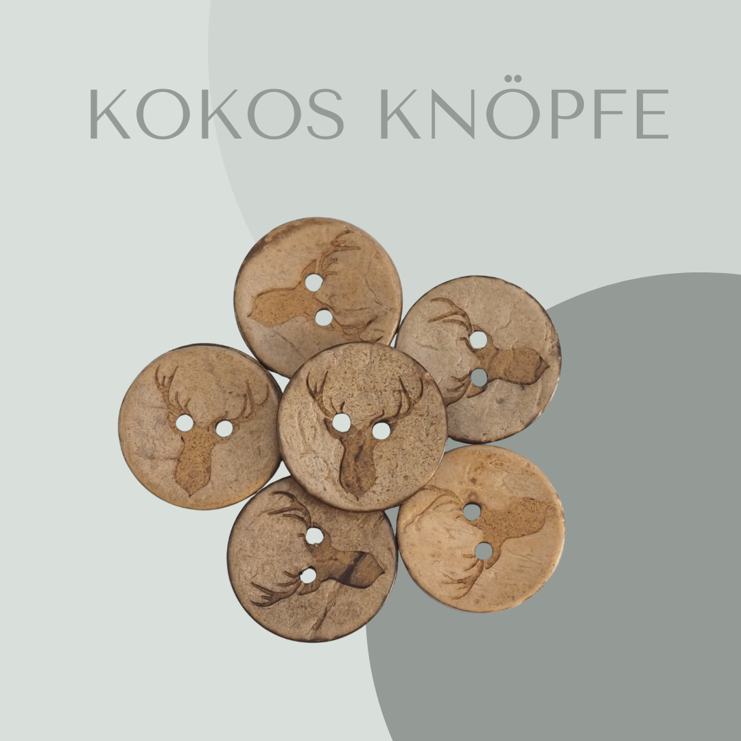 Eigenproduktion Kokosknopf Hirsch 20mm