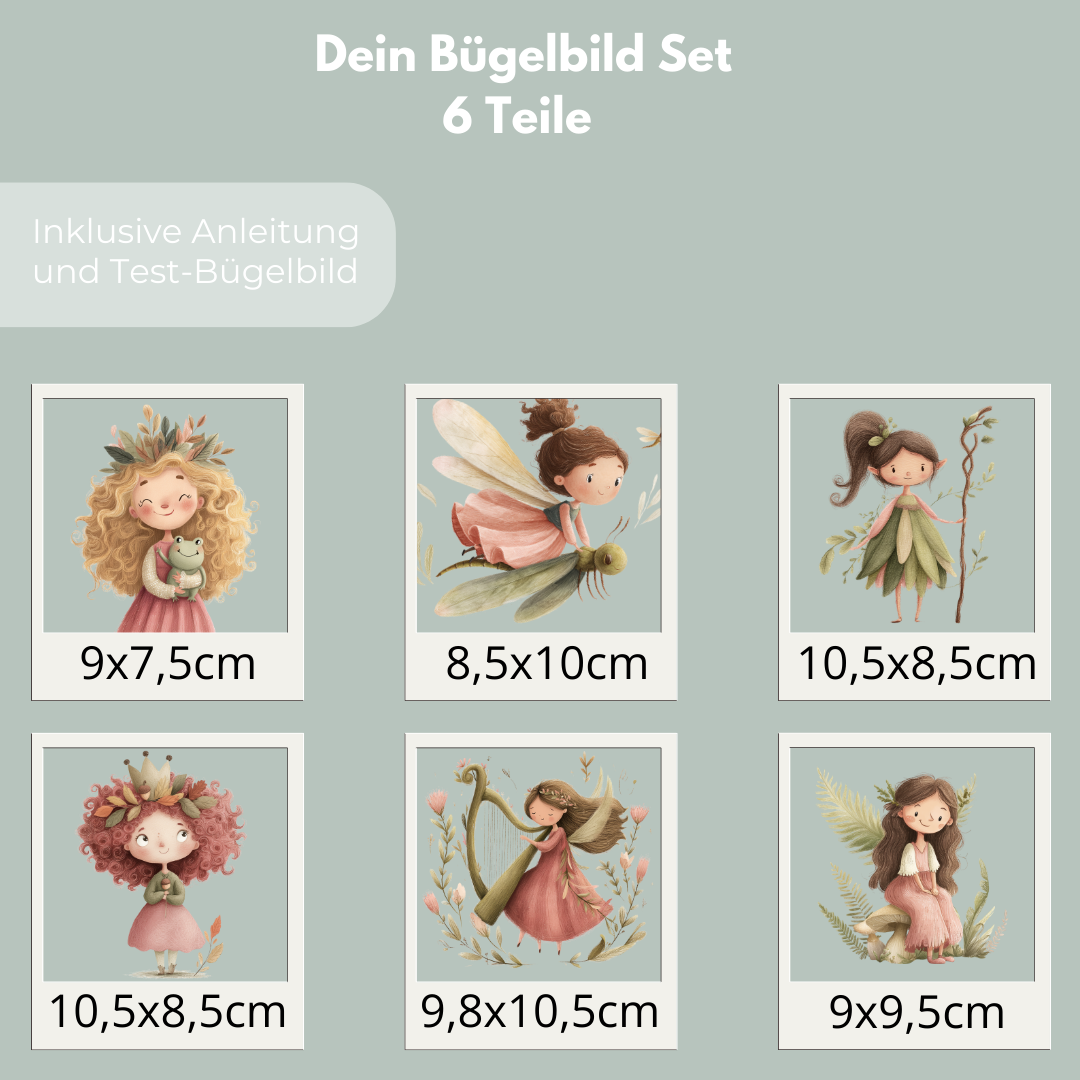Waldfeen Set Bügel-Bild Bügelbild Eigenproduktion DIN A4