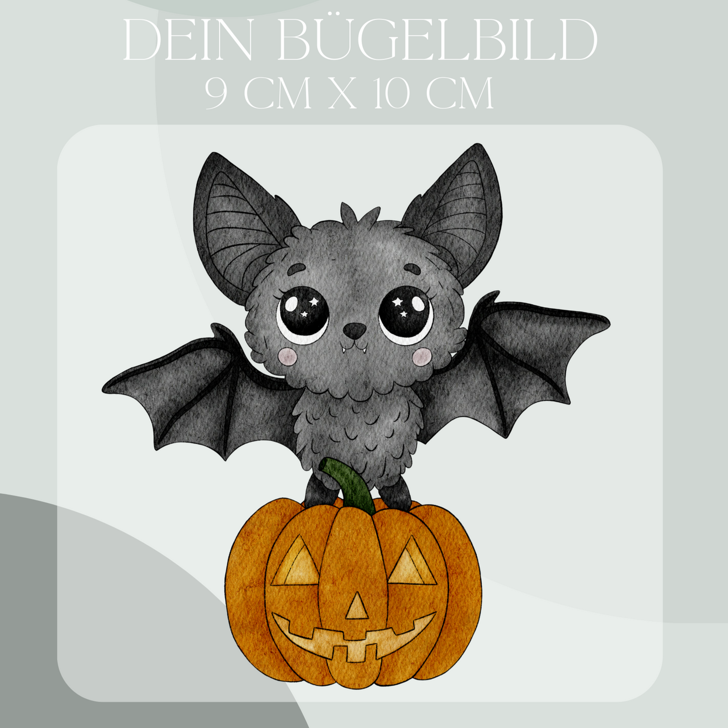 Fledermaus mit Kürbis- Mini Bügel-Bild Eigenproduktion