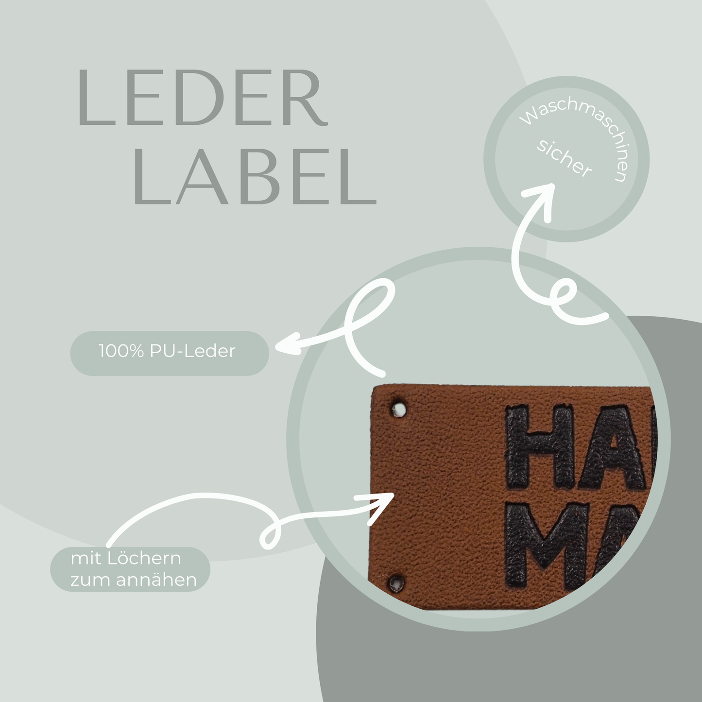 HAND MADE Kunstlederlabel Kunstleder Label Eigenproduktion