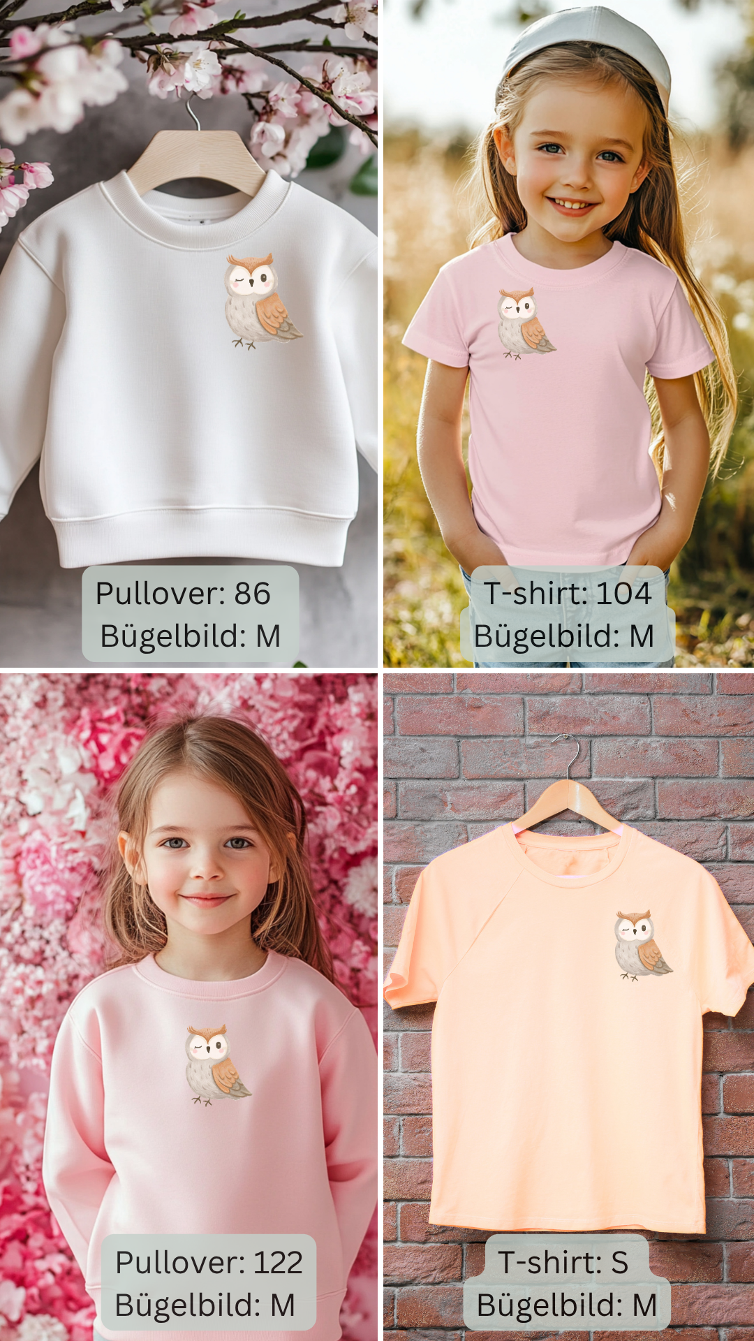 Eulen Bügelbild Eigenproduktion