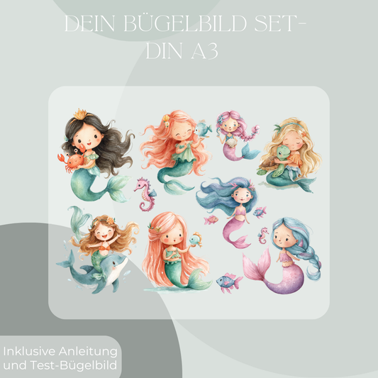 Meerjungfrau Set Bügelbild Eigenproduktion DIN A3