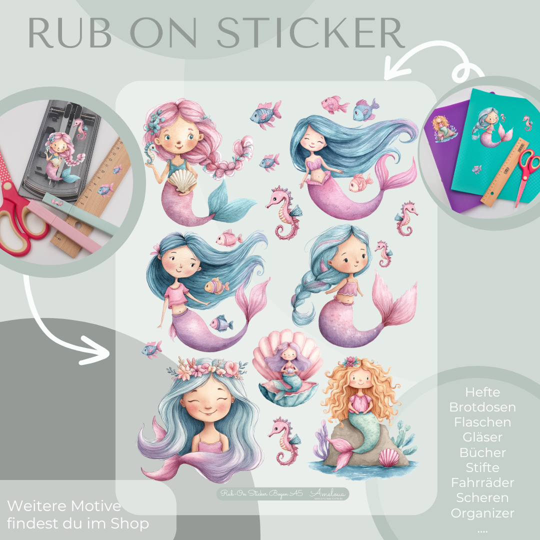 Meerjungfrau Rub-On Sticker Set