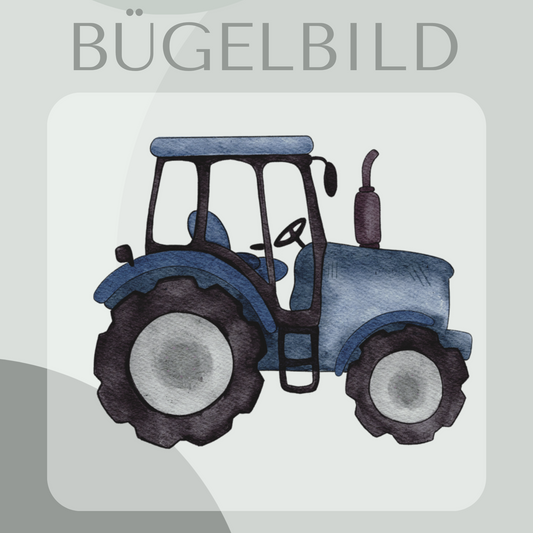Bügelbild Traktor blau