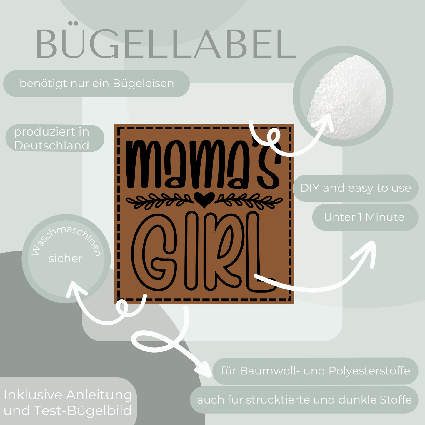 Mamas Girl Bügel Label Bügellabel Eigenproduktion