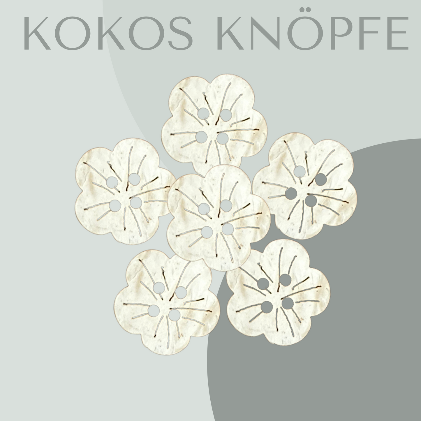 Kokosknopf Blumenform 18mm