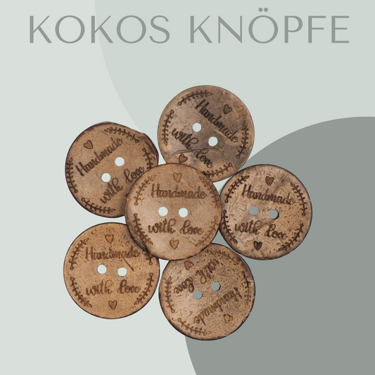 Kokosknopf Handmade with Love 30mm
