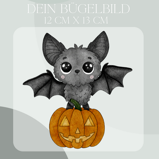 Fledermaus mit Kürbis- Maxi Bügel-Bild Bügelbild Eigenproduktion