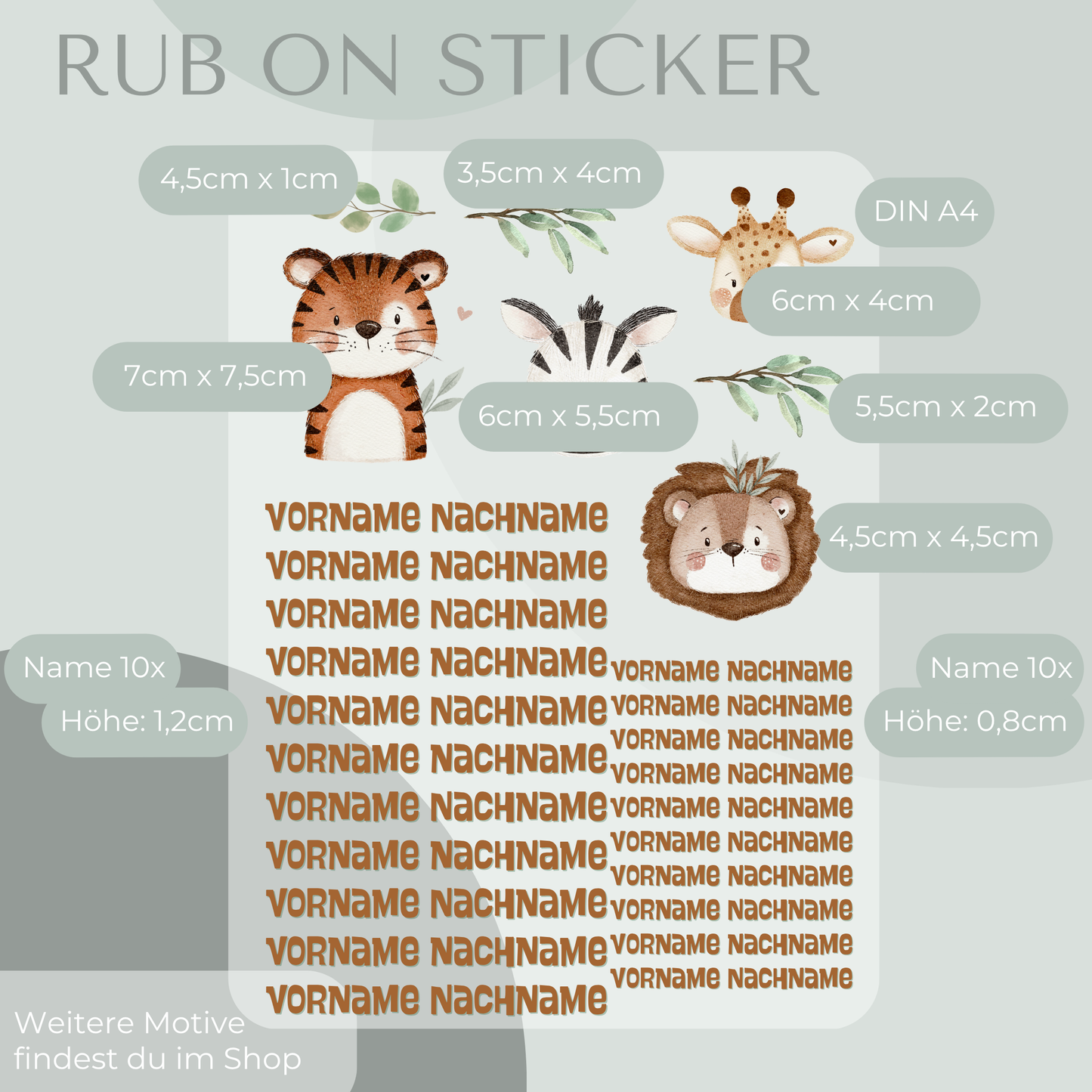 Safari Rub-On Sticker Set personaslierbar
