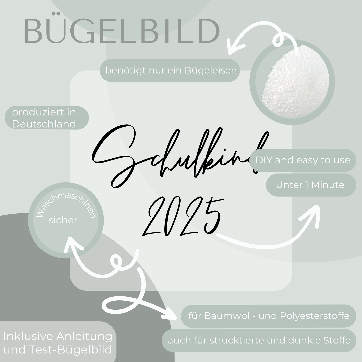 Schulkind 2025 Bügelbild Eigenproduktion