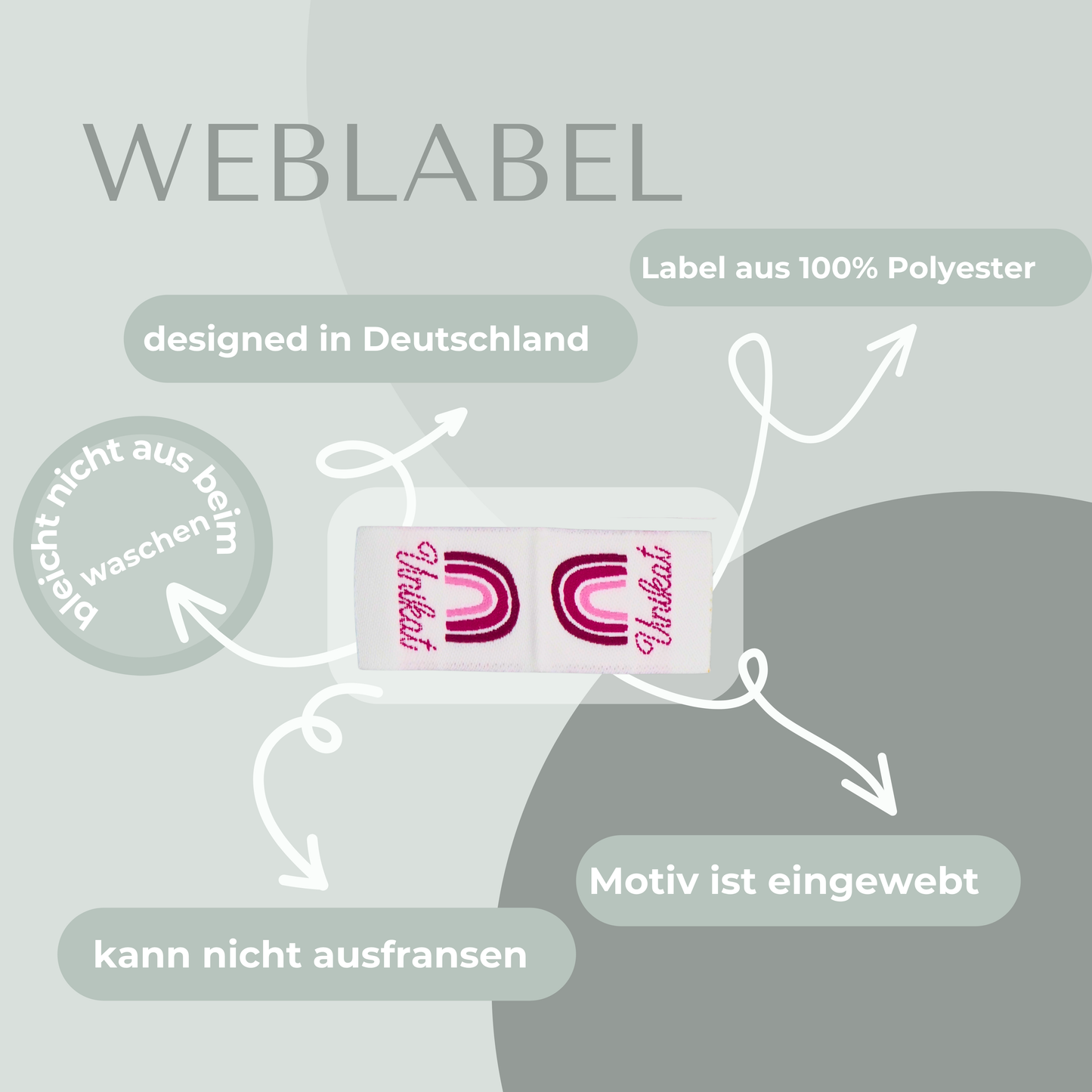 Unikat Rosa Web Label gewebt Eigenproduktion